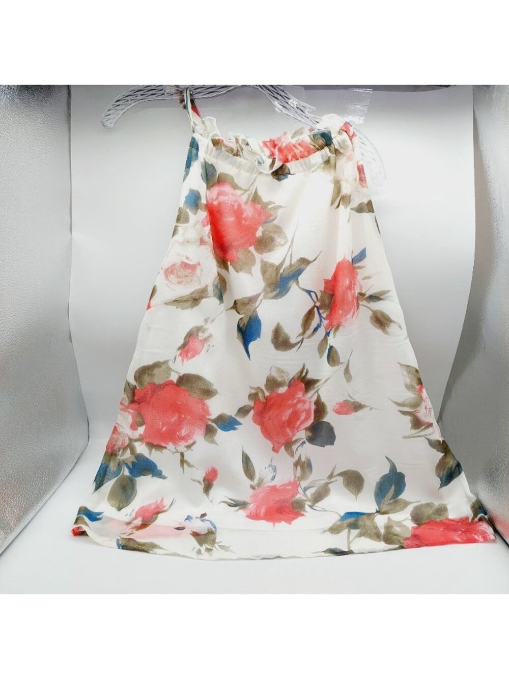 Zeagoo Women's Size Medium White Pink Floral Sleeveless Shirt Tank